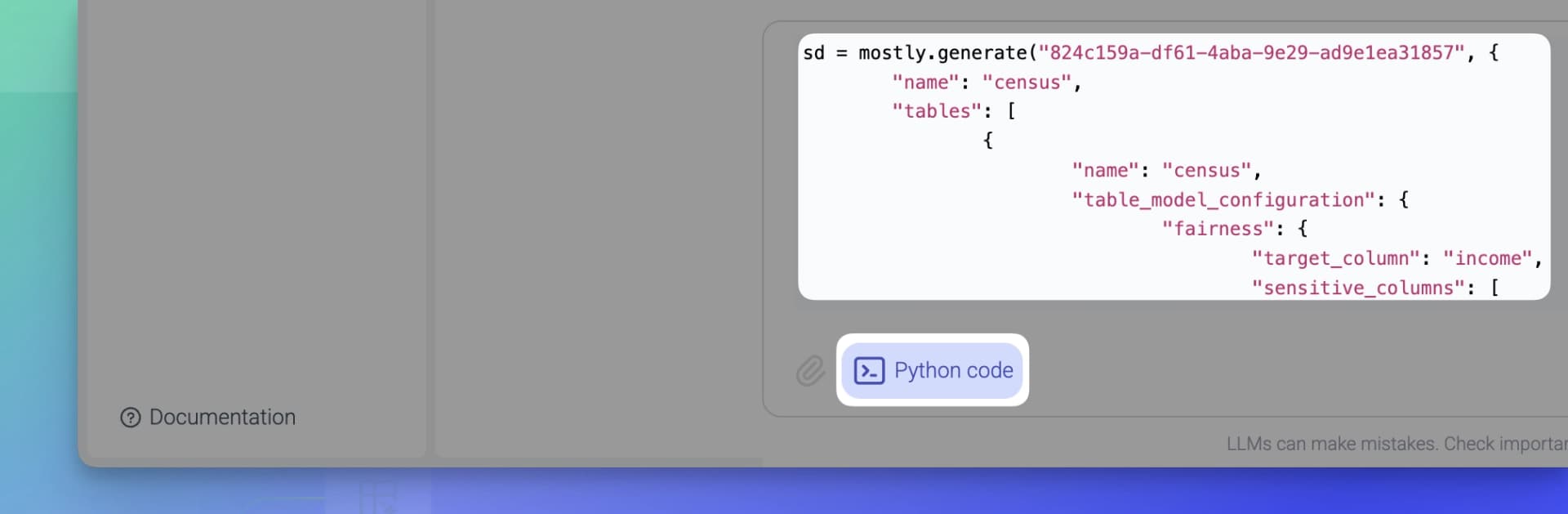 MOSTLY AI Assistant - Run Python code